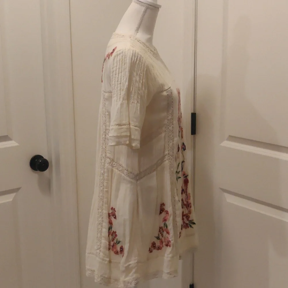 Free People Embroidered Victorian Dress Cream/ Off-white mini dress Cottagecore - Picture 11 of 14